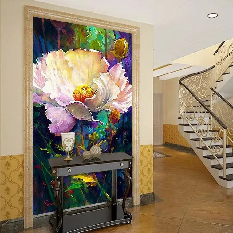 خلفية زهور رومانسية كلاسيكية ثلاثية الأبعاد كبيرة