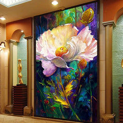 خلفية زهور رومانسية كلاسيكية ثلاثية الأبعاد كبيرة